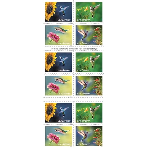20pcs Hummingbird Post Stamps*** New 2024 Flowers Design Mailing Forever Postage, Mixed