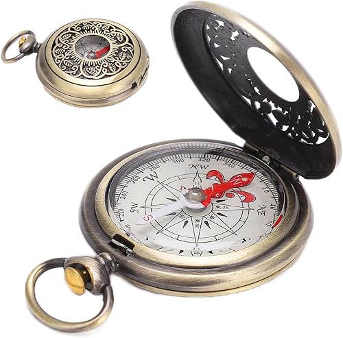 Miniatura 5 de Brújula portátil, a prueba de golpes de latón hueco camping supervivencia herramientas de navegación para senderismo al aire libre