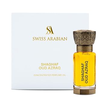 Swiss Arabian Shaghaf Oud Azraq - Luxurious Concentrated Perfume Oil - Long Lasting Artisan Perfume with Notes of Honey, Amber, and Leather - 0.4 oz