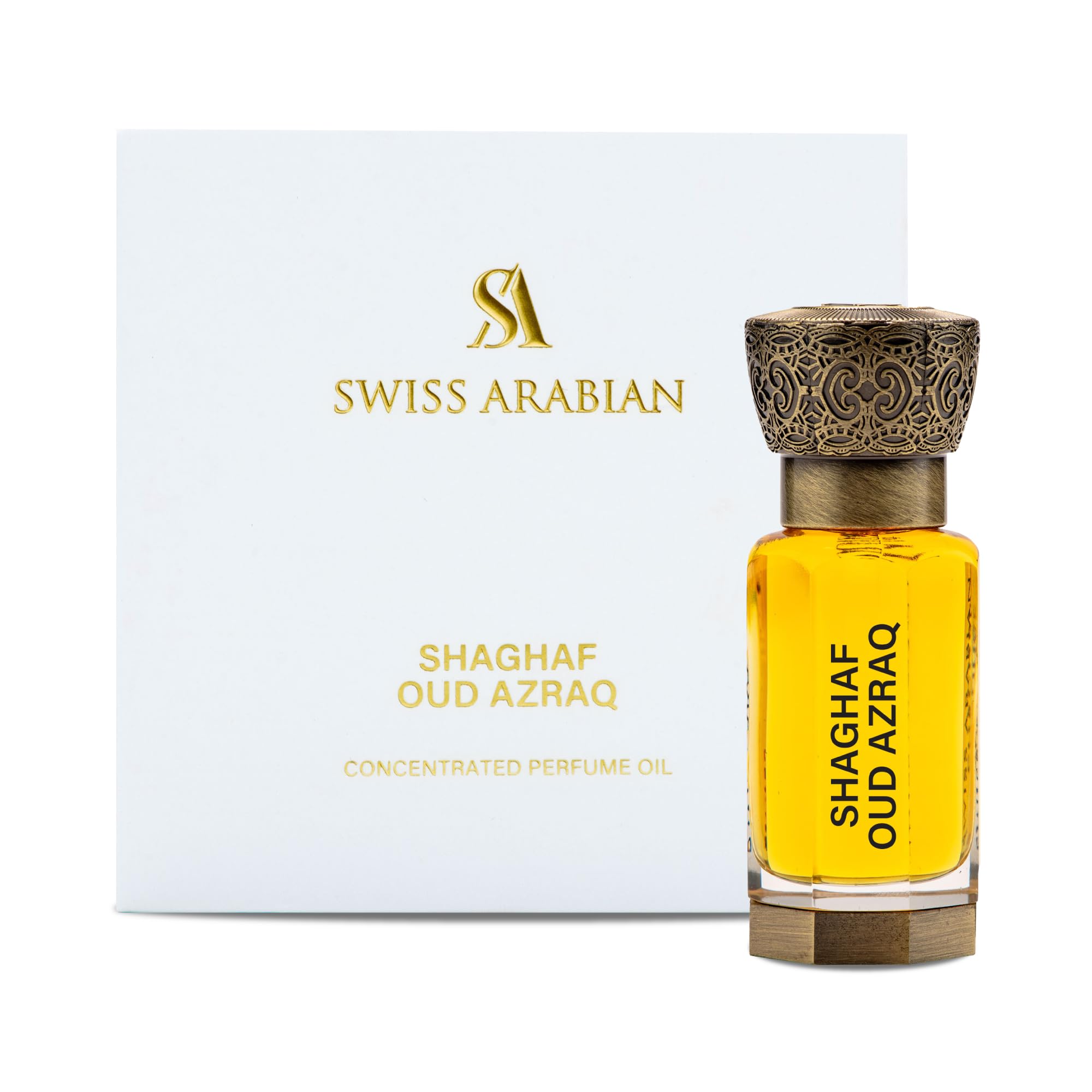 Swiss Arabian Shaghaf Oud Azraq Concentrated Perfume Oil, 12ml, Premium Quality Perfume Oil, Women and Men’s Fragrance, Amber, Vanilla, Oud Luxurious Blend Perfumes for Men and Women