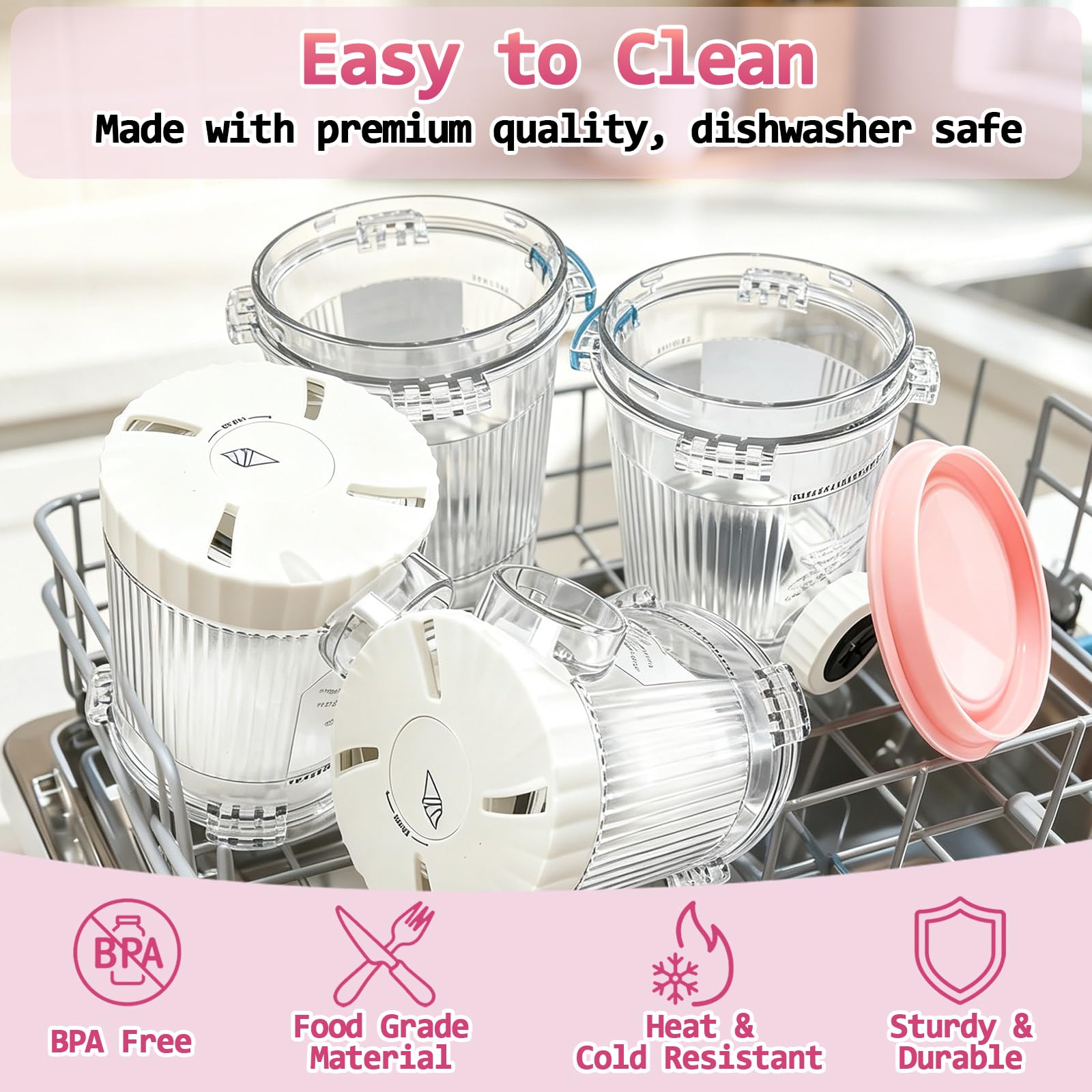 4 Stück Behälter für Ninja Creami Swirl, 480 ML Eiscremebehälter Eismaschine Zubehör mit NC700 NC701 EU Serie Eisbehälter Spülmaschinenfest und BPA-frei(4-teiliges Set-Grau+Blau+Grün+Rosa)