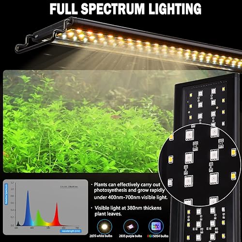 Miniatura 3 de Uelfbaby Luz LED superbrillante para acuario 247, modo 24 W, para pecera de 18 a 24 pulgadas (tanque de 101520 galones), luz de espectro completo