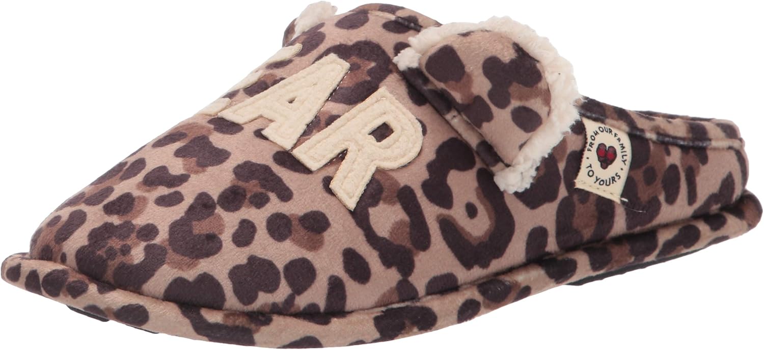 Dearfoams Women's Lil Bear Adult Clog Slipper, Leopard, Large