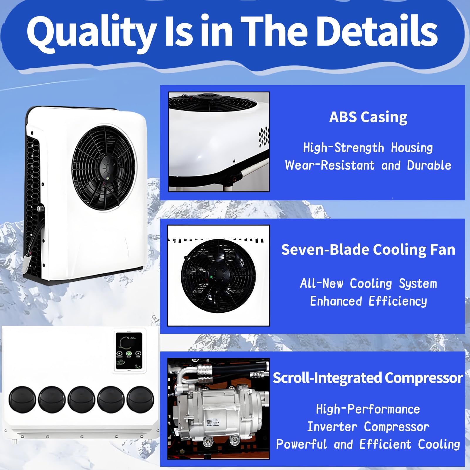 Aria condizionata per Camper, unità A/C per Camper, condizionatore d'Aria per Camper a 12 Volt CC, Riscaldamento e Raffreddamento rapidi, per Camper, autocarri. Cold/Hot-24V