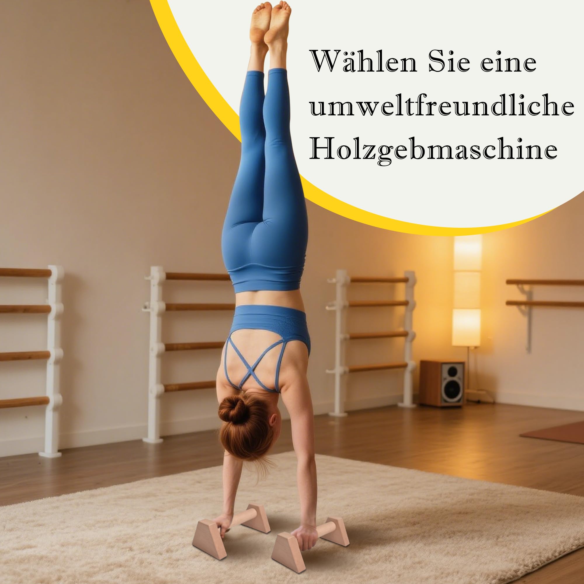 Liegestützgriffe aus Holz, 2er Set Push Up Bars, Handstand Griffe, rutschfestes Calisthenics-Equipment für Fitness, Gymnastik und Krafttraining & Handgelenkbandagen