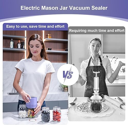 Miniatura 8 de Dicorain Kit de sellado al vacío de tarros de boca ancha y boca regular, sellador al vacío para tarros con abridor y 5 pares de tapas