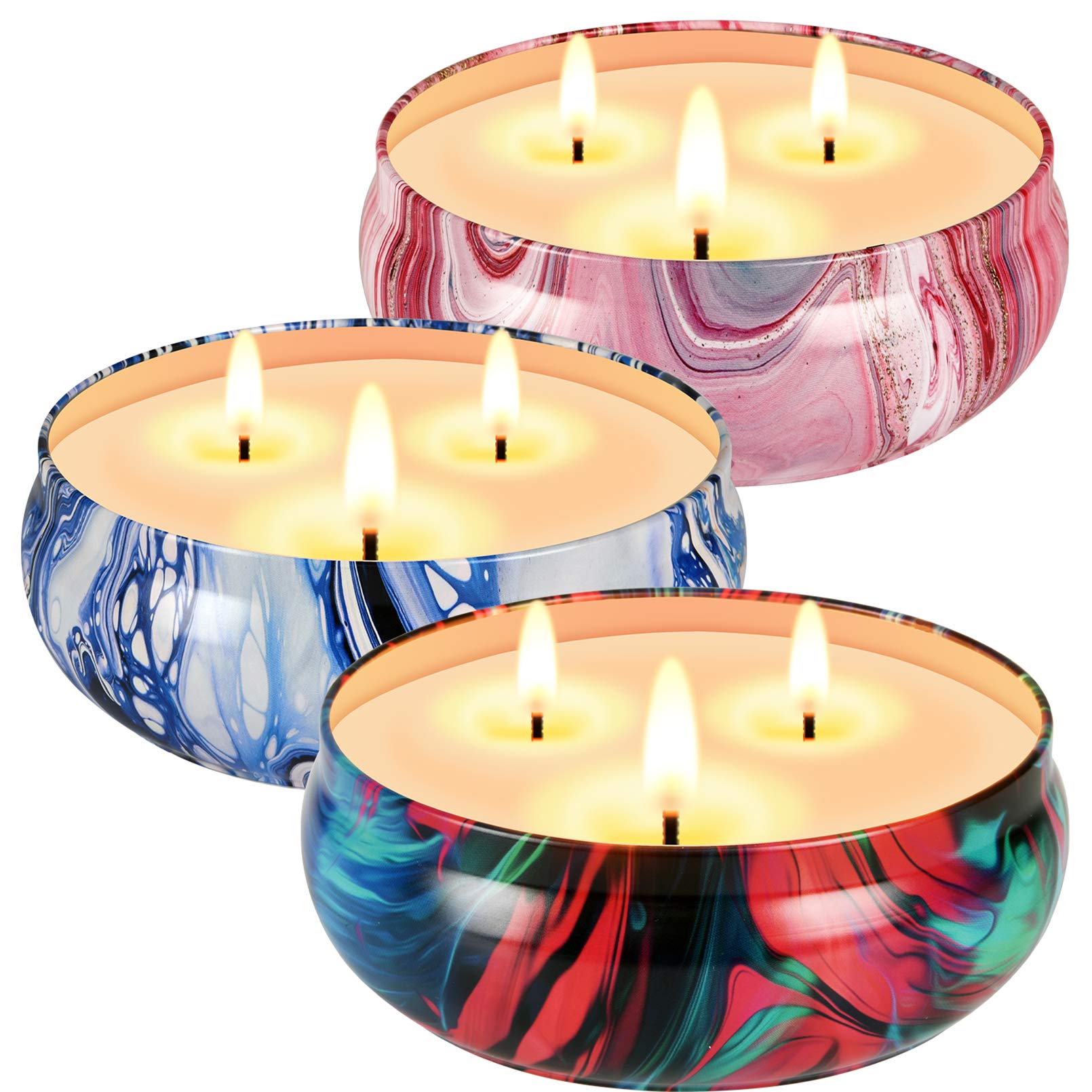 Candles for Home Scented, 3 x 13.5 Oz Soy Wax Scented Candles Gifts Set for Women, 3 Essential Oil Fragrances, Aromatherapy for Stress Relief, Gift Set for All Occasions, 75 Hours Burn Time, 3 Pack