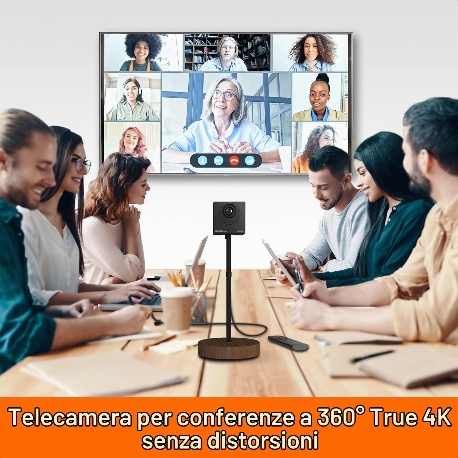 Innex Cube Webcam 4K 360° Videocamera Conferenza con IA Multimodale