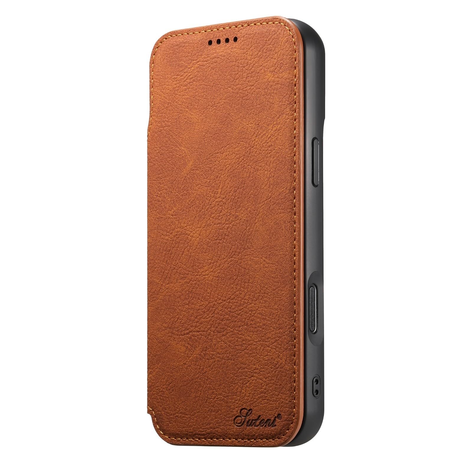 Étui compatible avec iPhone 13 marron : housse clapet protection intégrale - 7