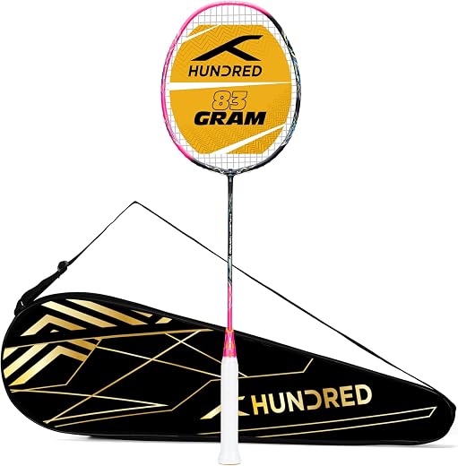 Hundred T-Fusion Tornado Badminton Racket with Full Cover | ≤32 lbs | Performance Racket | Sturdy Frame & Smooth Swing | O...
