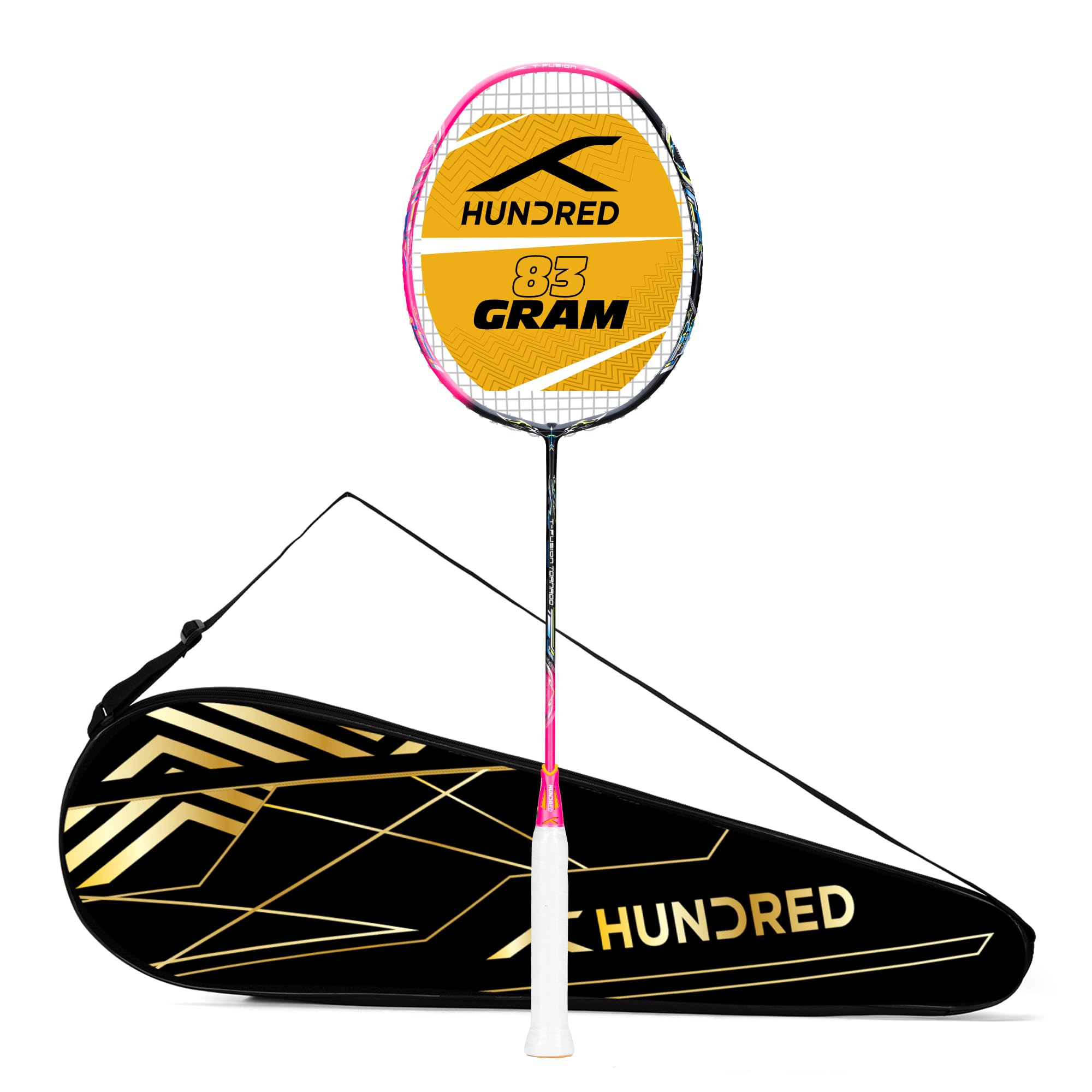 Hundred T-Fusion Tornado Badminton Racket with Full Cover | ≤32 lbs | Performance Racket | Sturdy Frame & Smooth Swing | Offensive Shots & Fast Game-image-22