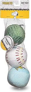 Peanuts for Pets Snoopy The Athlete Multi-Material Dog Ball Toy, 3-Pack - Squeaky, Interactive Dog Toys with Multiple Textures, Perfect for Fetch and Chew - Featuring Snoopy and Woodstock Designs