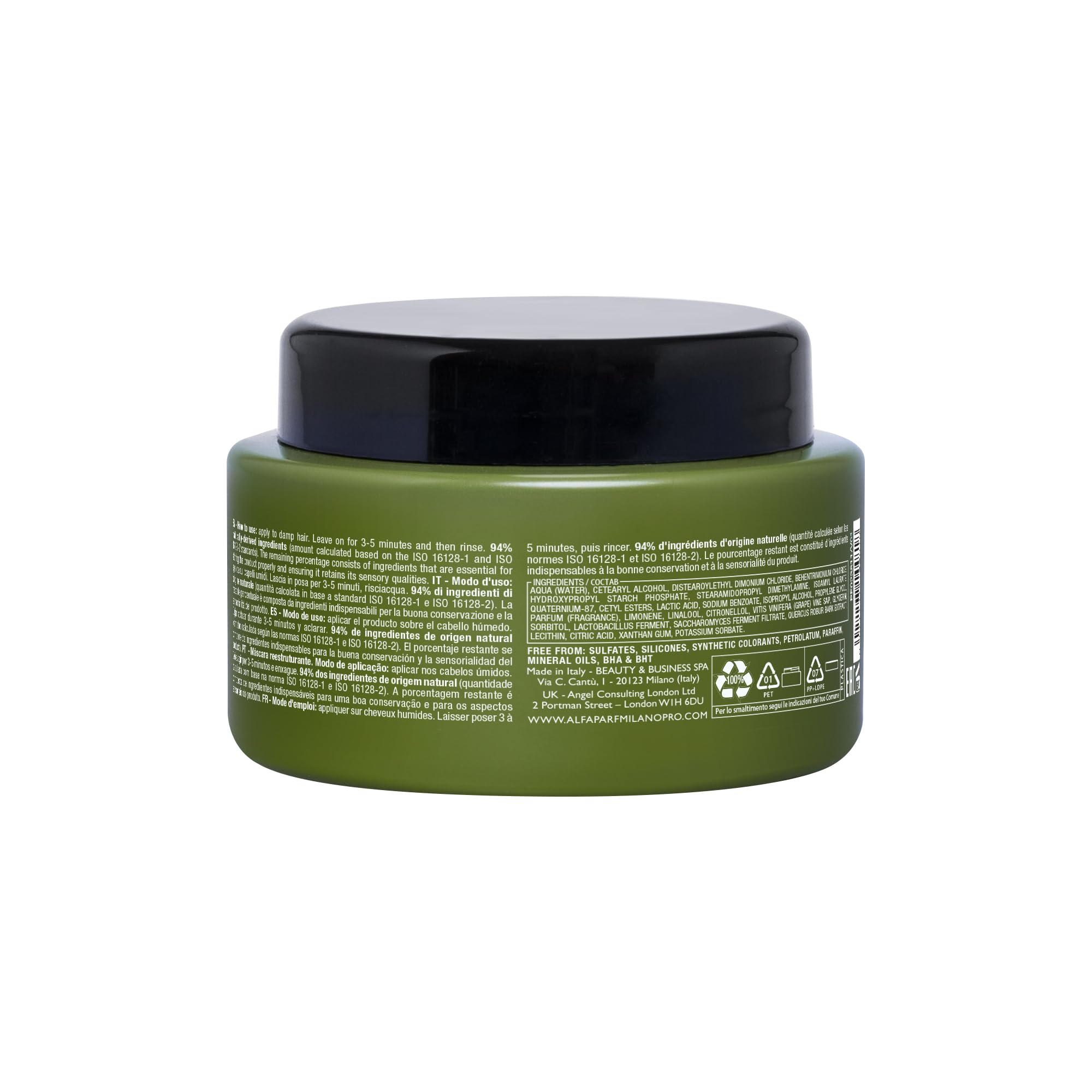 ALFAPARF MILANO Benvoleo Recovery Mask for Damaged Hair - Clean, Vegan, Sustainable Hair Care - Repairs, Reconstructs, Protects - Paraffin Free - Natural Ingredients - 8.45 FL. Oz.
