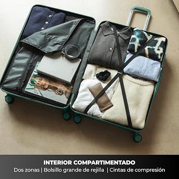 NUMADA - Large Travel Suitcase 25 kg, 76 x 50 x 29 cm, (78L) Upfly T10 28' ABS with Combination Lock and 4 Double Wheels | Heavy Duty | Lightweight | Interior Compartment | Green
