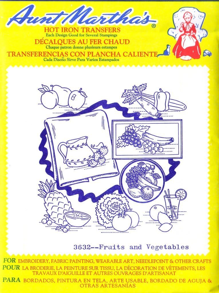 Fruits and Vegetables Aunt Martha's Hot Iron Embroidery Transfer