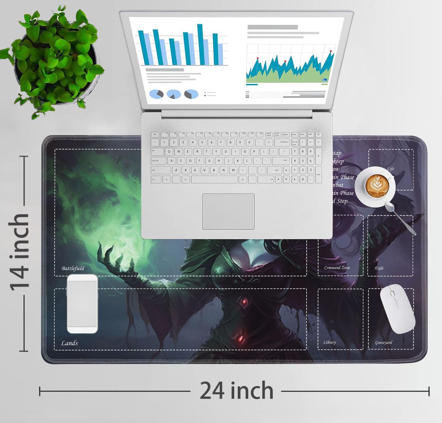 MTG Spielmatte 61x35,6cm Mit Tasche - Rutschfeste TCG Matte & Mauspad | Skelett-Kuss Design + 6 Würfel