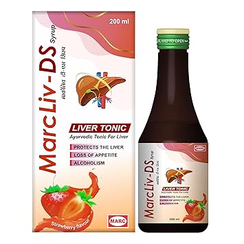 Marcliv-DS Syrup 200ml | Ayurvedic Liver Tonic for Liver Detox & Protection | Helps with Loss of Appetite & Alcohol Recovery | 100% Herbal Formula