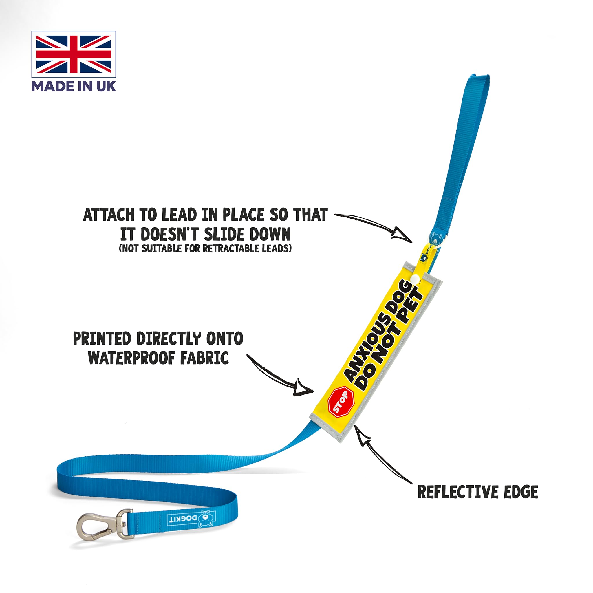 dogkit Anxious Dog Do Not Pet Sleeve for Reactive Nervous Dogs Reflective, Waterproof - Image 3