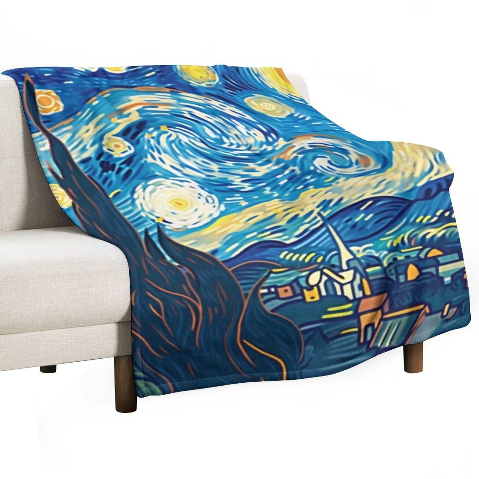 YHGSREUOH Modern Starry Night Illustration 04 Flannel Blankets Fleece Soft Throw Lightweight Plush Gifts for Couch, Bed, Cozy Sofa Plush, Chair, Lovers 32x48inch(80x120cm)