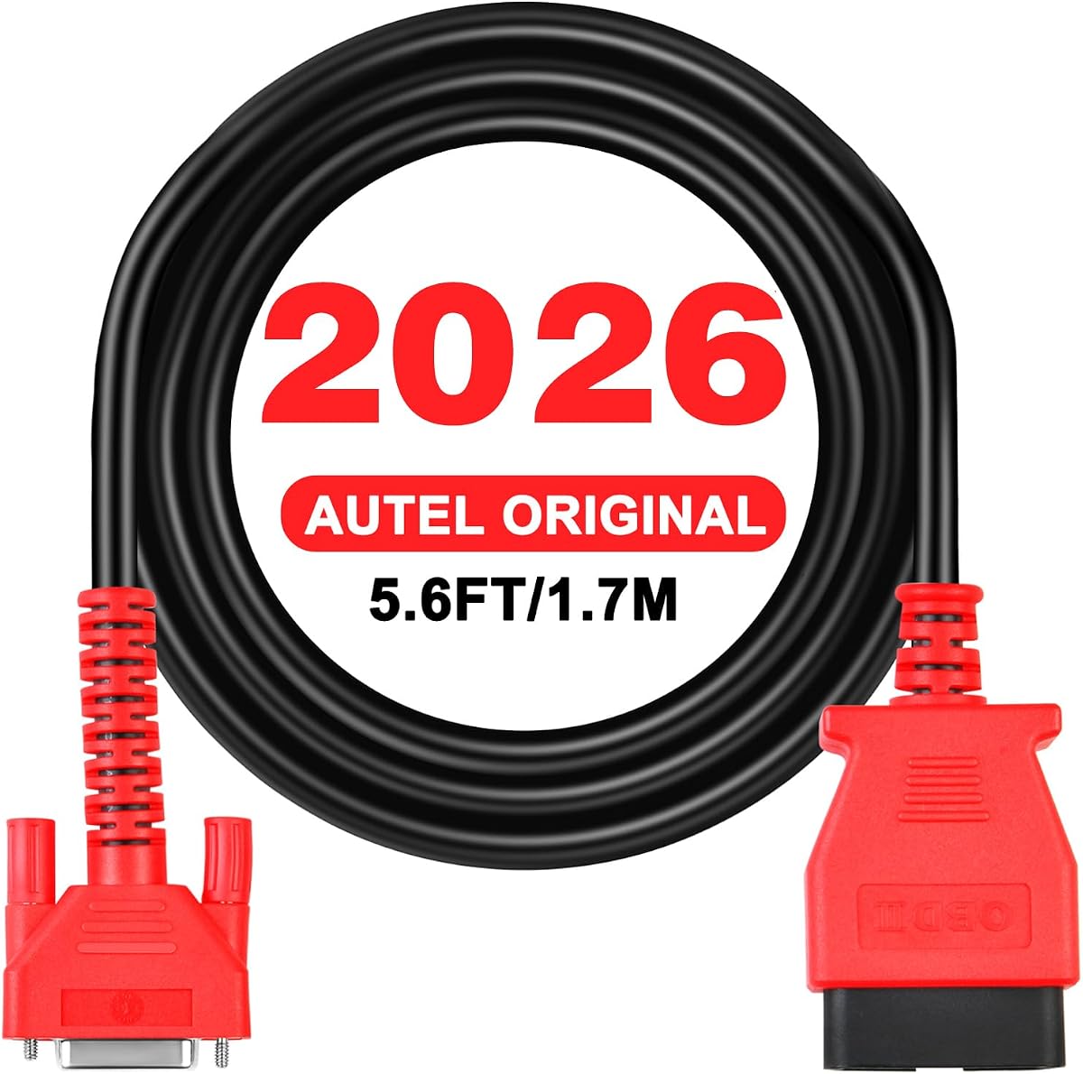 Cable de prueba principal OBD2 original de Autel, cable de prueba de diagnóstico OBDII de 16 pines | Trabajar con el escáner MK808 MK808S MK808Z MX808 MX808S MP808 MP808S MP808K DS708 DS808 MS906 MS908, IM508 IM508S, 5.6ft 1.7M