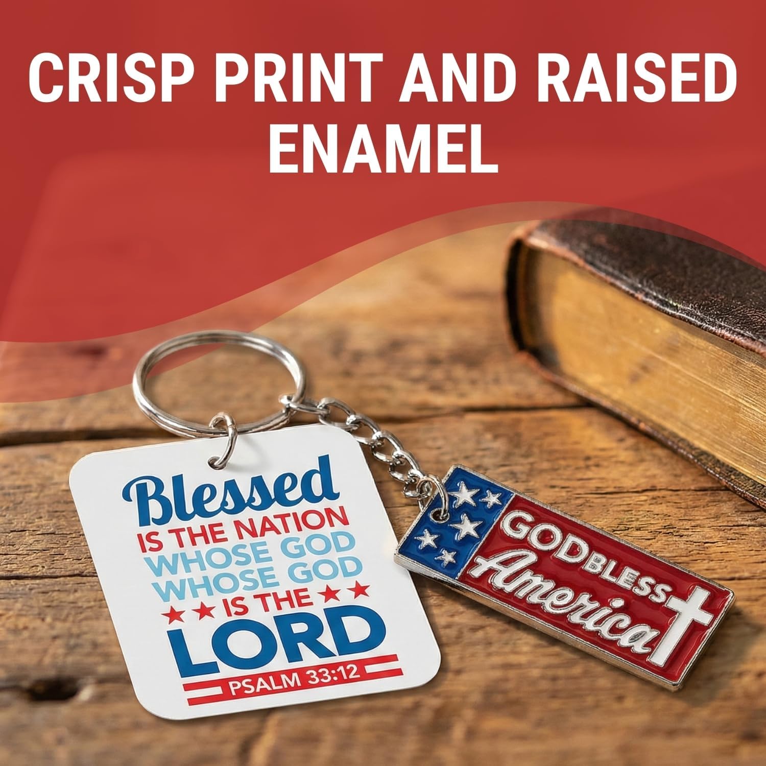 Fun Express God Bless America Keychains with Psalm 33:12 Card 12 Pieces
