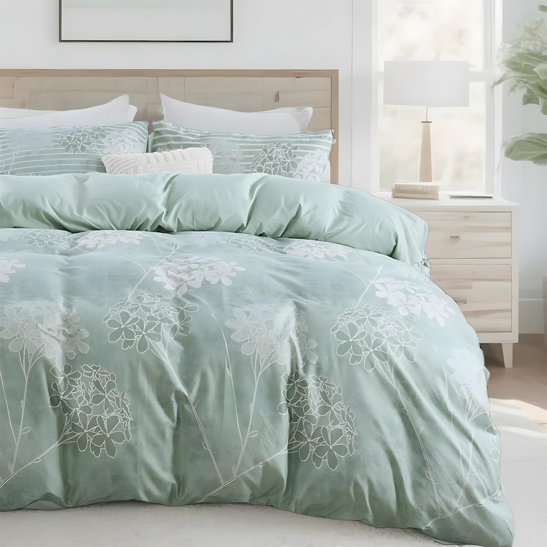 Housse de couette 220x240 hortensias pour une chambre d'adulte cocooning et sereine