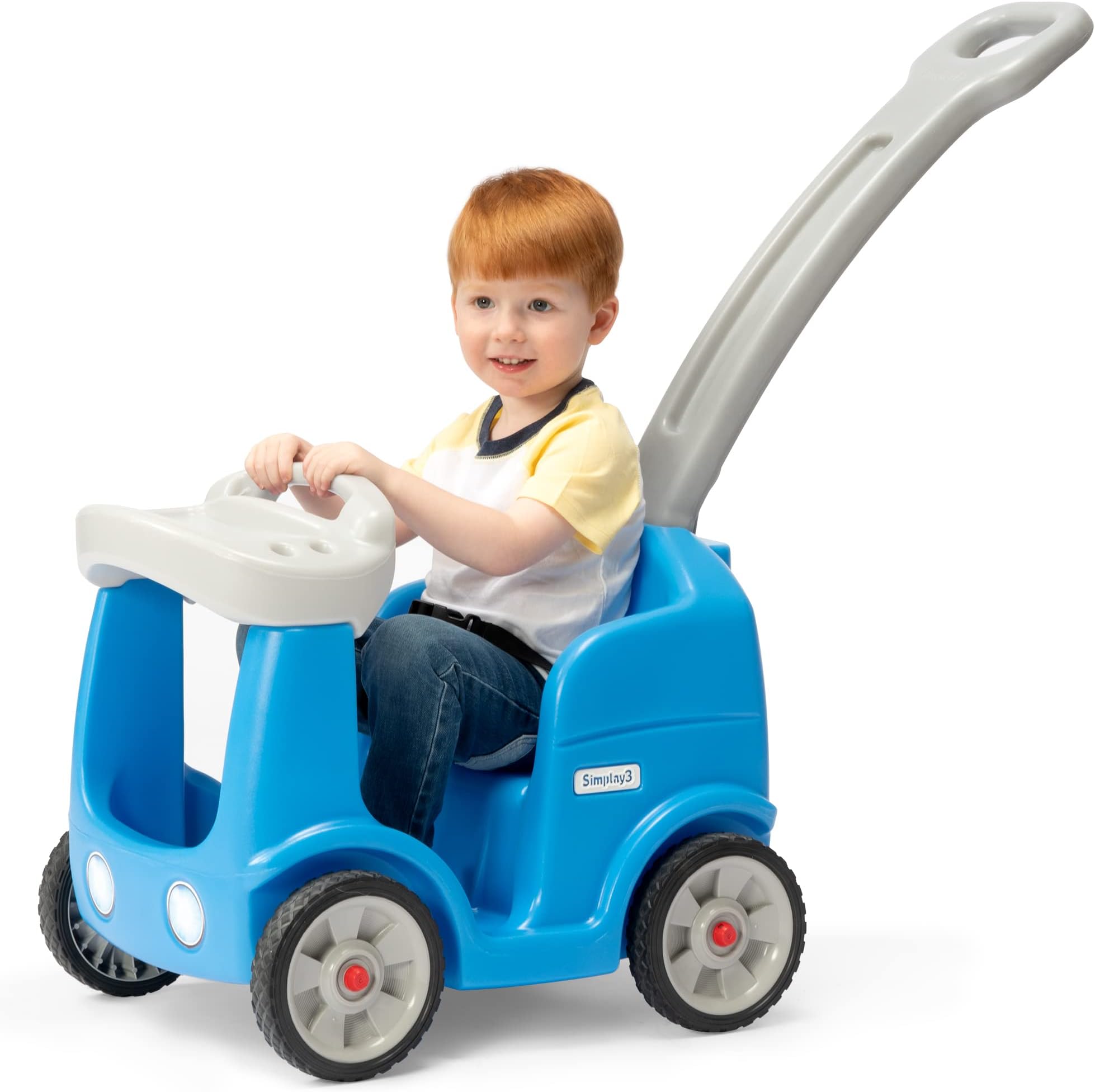 Roll and Stroll Quiet Ride-On Toddler Toy Push Car, with Seatbelt, for Toddlers Ages 1.5-4 yrs., Blue