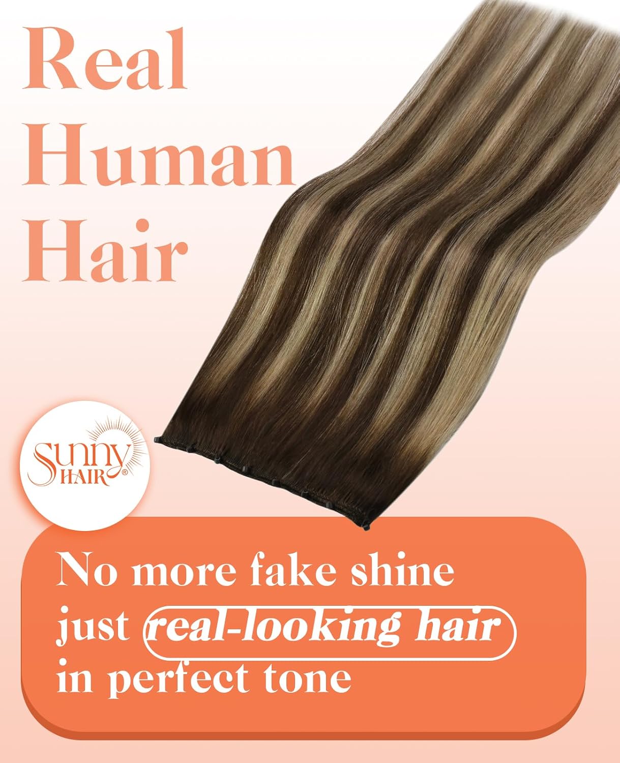 Sunny Hair Beaded Weft Hair Extensions Real Human Hair 18inch Brown Balayage Micro Weft Human Hair Extensions Chocolate Brown Balayage Caramel Blonde Bead Wefts Hair Extension Straight Hair Wefts 50g
