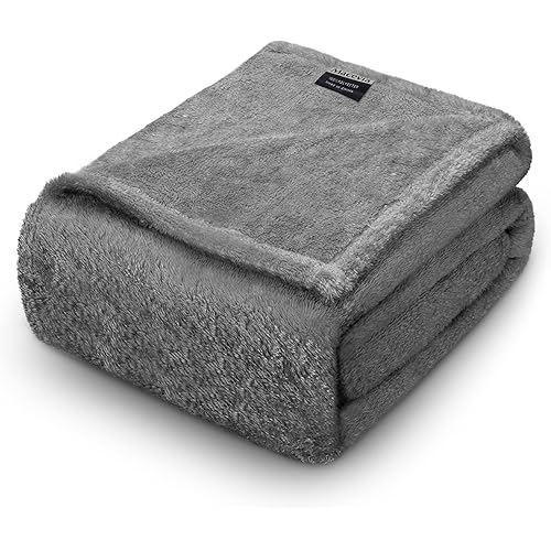 MACEVIA Waterproof Dog Blanket, Fluffy Soft Pet Blankets for Dogs and Cats, Plush Throw Furniture Protector Cover for Sofa Couch Bed (60x80 Inch, Gray)