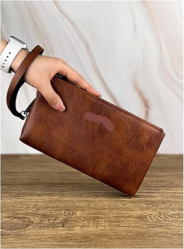 Miniatura 6 de Mens Purse Retro Men's Clutch Bag Wallet Business Large Capacity Double Compartment Zipper