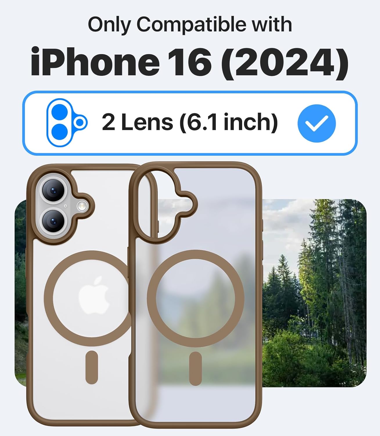 CAHEJILU Magnetic for iPhone 16 Case,[Compatible with MagSafe][Military Grade Drop Protection] Anti-Fingerprint Translucent Matte Shockproof Protective Case for iPhone 16 Phone Case 6.1",Brown