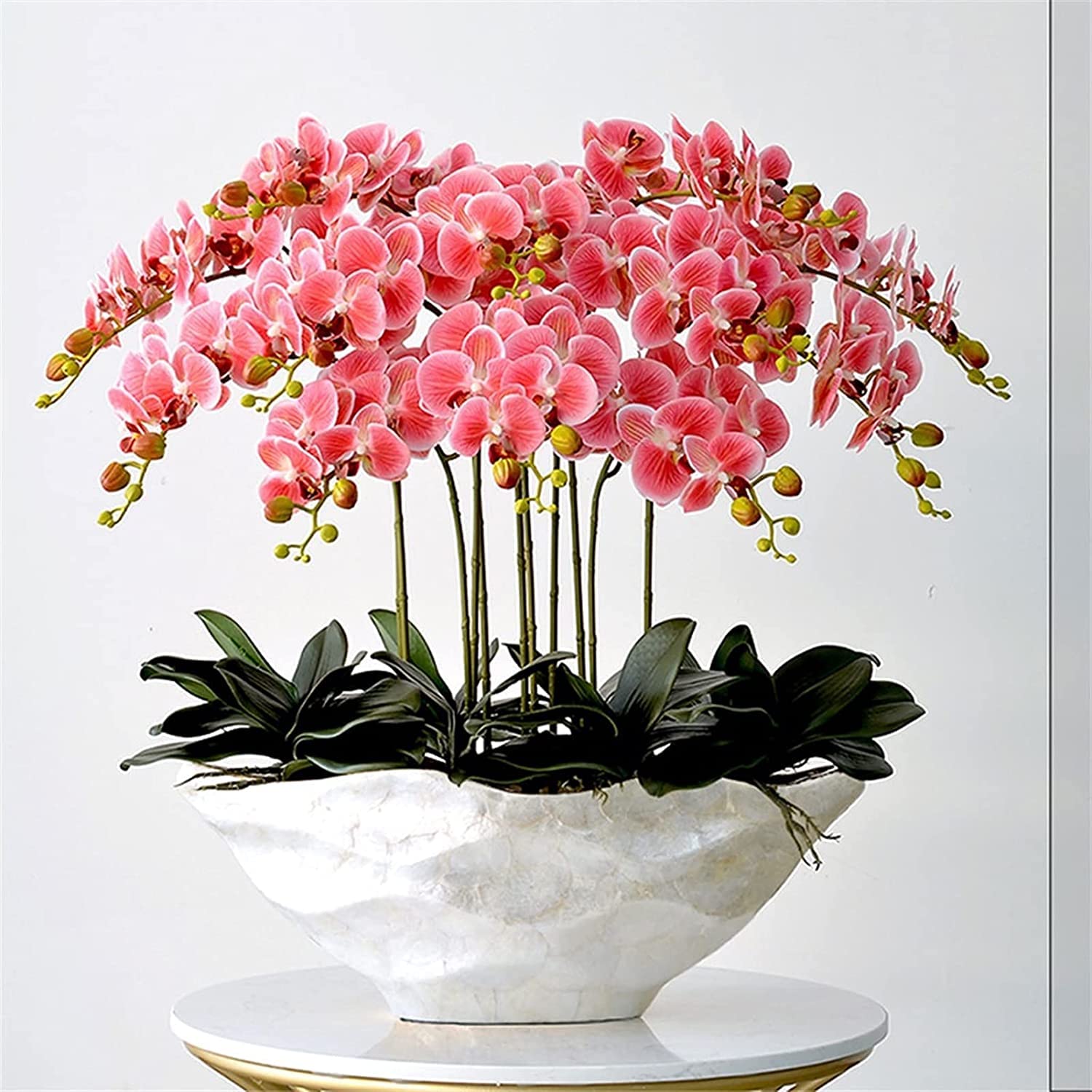 XDLEDMKIZ Orchid Artificial Flowers Faux Orchids Porcelain Vase Artificial Phalaenopsis Flowers Home Decor Flower Arrangement Artificial Flowers Plant natural look