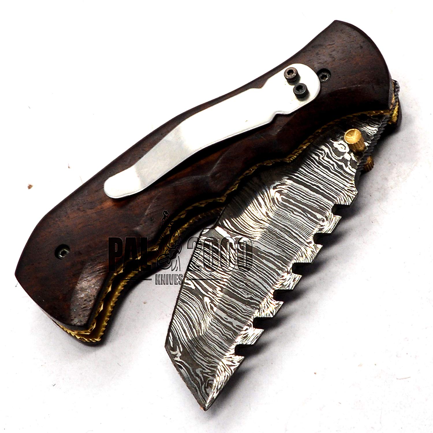 PAL 2000 Coltello fatto a mano in acciaio damascato con fodero Coltello da collezione - Coltello da cucina - Coltello da collezione - Coltello da regalo 9328