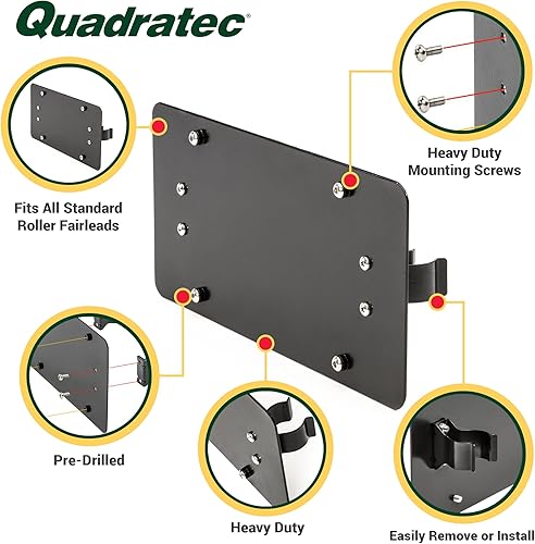 Miniatura 5 de Quadratec Soporte para placa de matrícula de rodillo, compatible con Jeep Wrangler CJ, YJ, TJ, JK, JL y Gladiator JT. Se adapta a todas las pistas