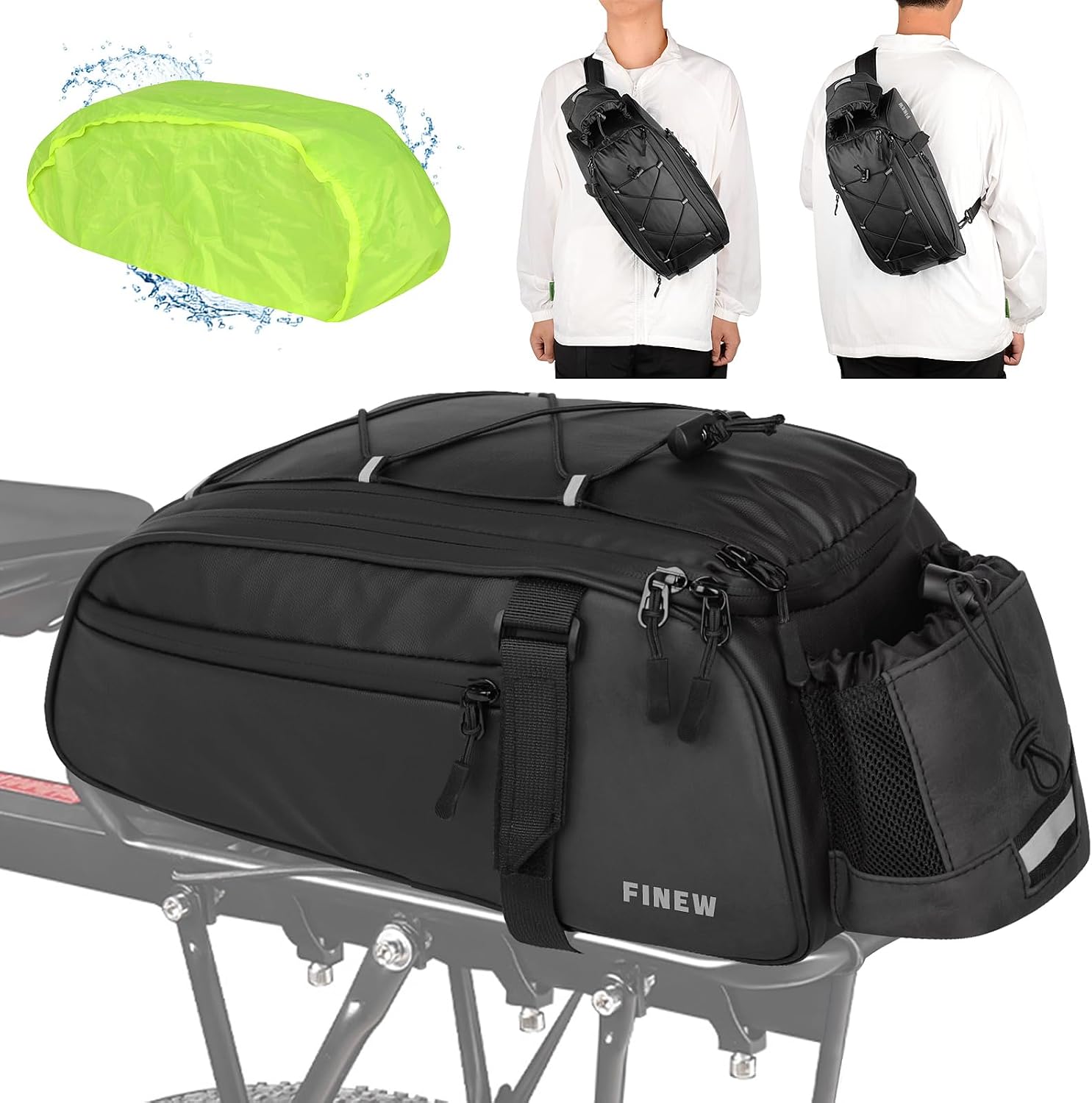 Xcase 2in1 Fahrradtasche 10 Liter - Gepcktrgertasche Mit Schulterriemen,  Wasserfest & Flaschenhalter