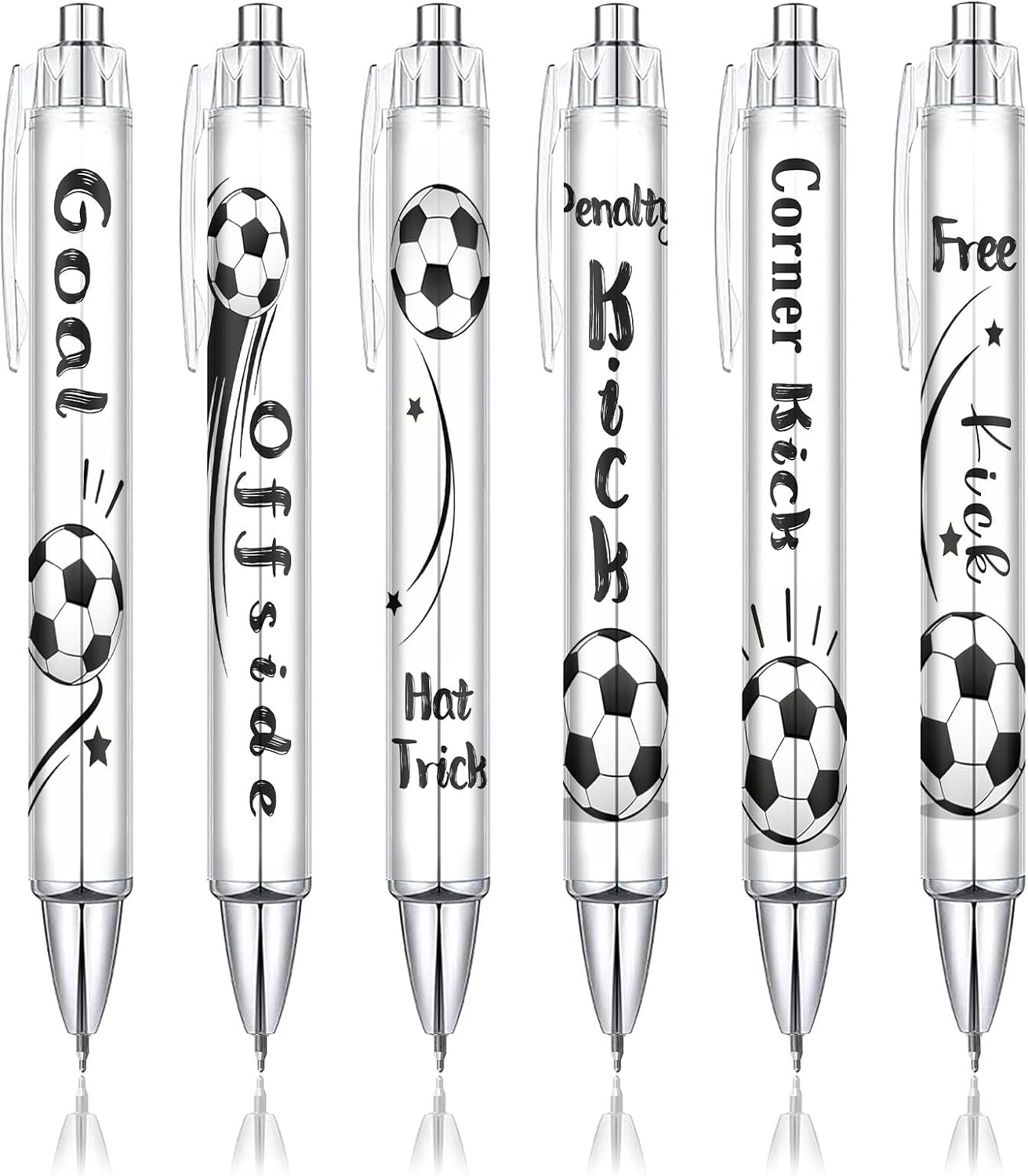 6-Piece Soccer Pens, Funny Ballpoint Pens for Kids Party Favors, Soccer Birthday Gifts, Teens School Supplies, Teacher Gifts, Goodie Bag Stuffers, Soccer Party Favors, Smooth Ink Flow.