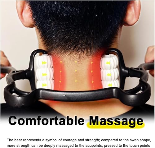 Miniatura 2 de Masajeador de cuello, rodillo de masaje de 6 bolas, masajeador de mano y relajante, para cuello, espalda, hombros, cintura y piernas