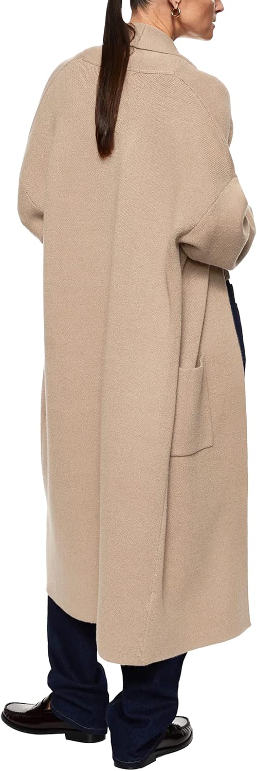 Womens Long Sleeve Maxi Cardigan Open Front Oversized Knitted Sweater Coat Casual Lapel Warm Overcoat with Pockets - Image 3