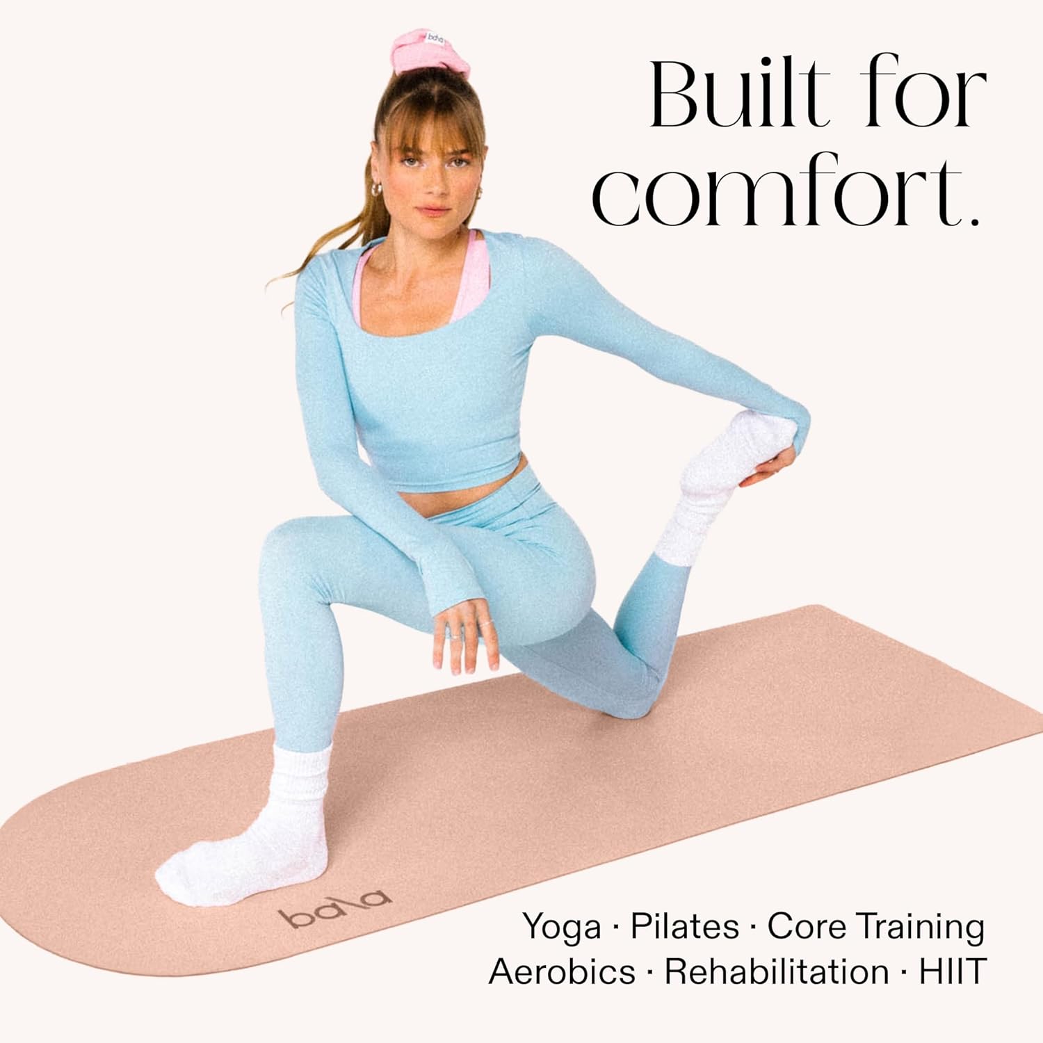 Bala Yoga Mat for Home Gym - Non Slip Exercise Mat for Home Workout, Stretching, Pilates, Aerobics & Floor & Fitness Work Out - Indoor Exercising Mat