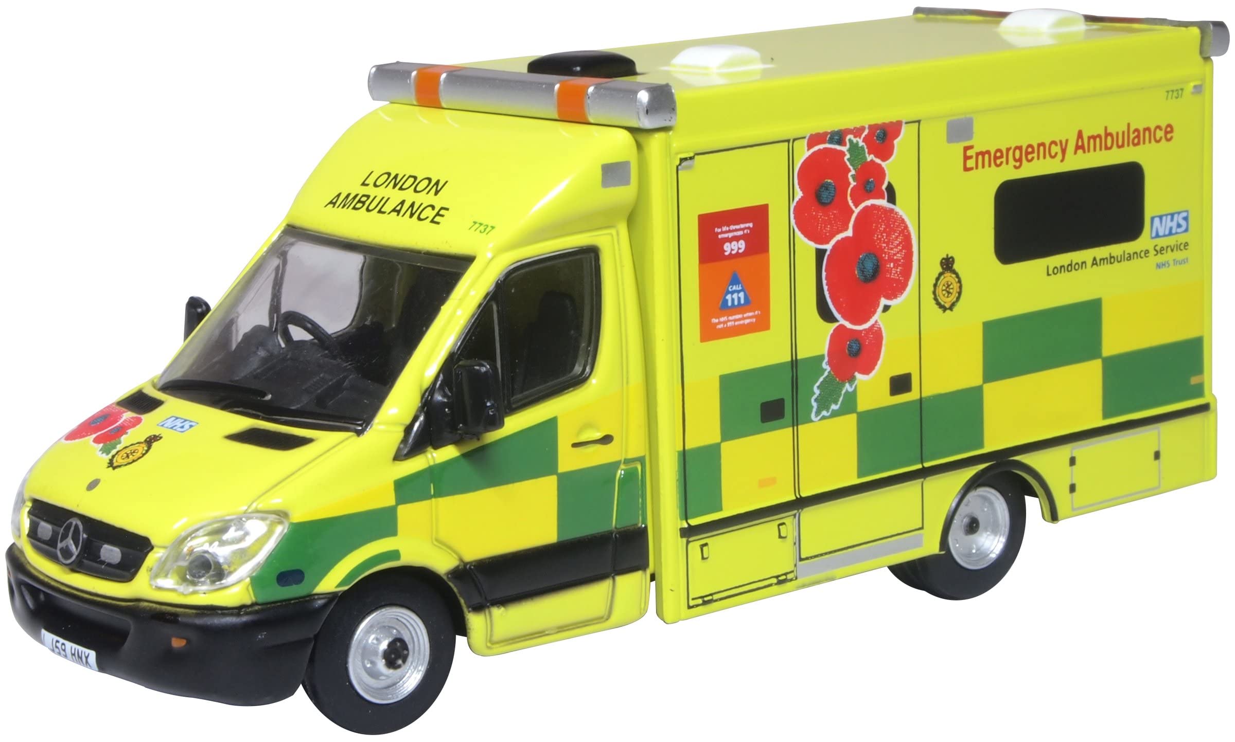 Oxford Diecast 1:76 Mercedes Ambulance London Ambulance Service(Remembrance Day) Collectable model 76MA007