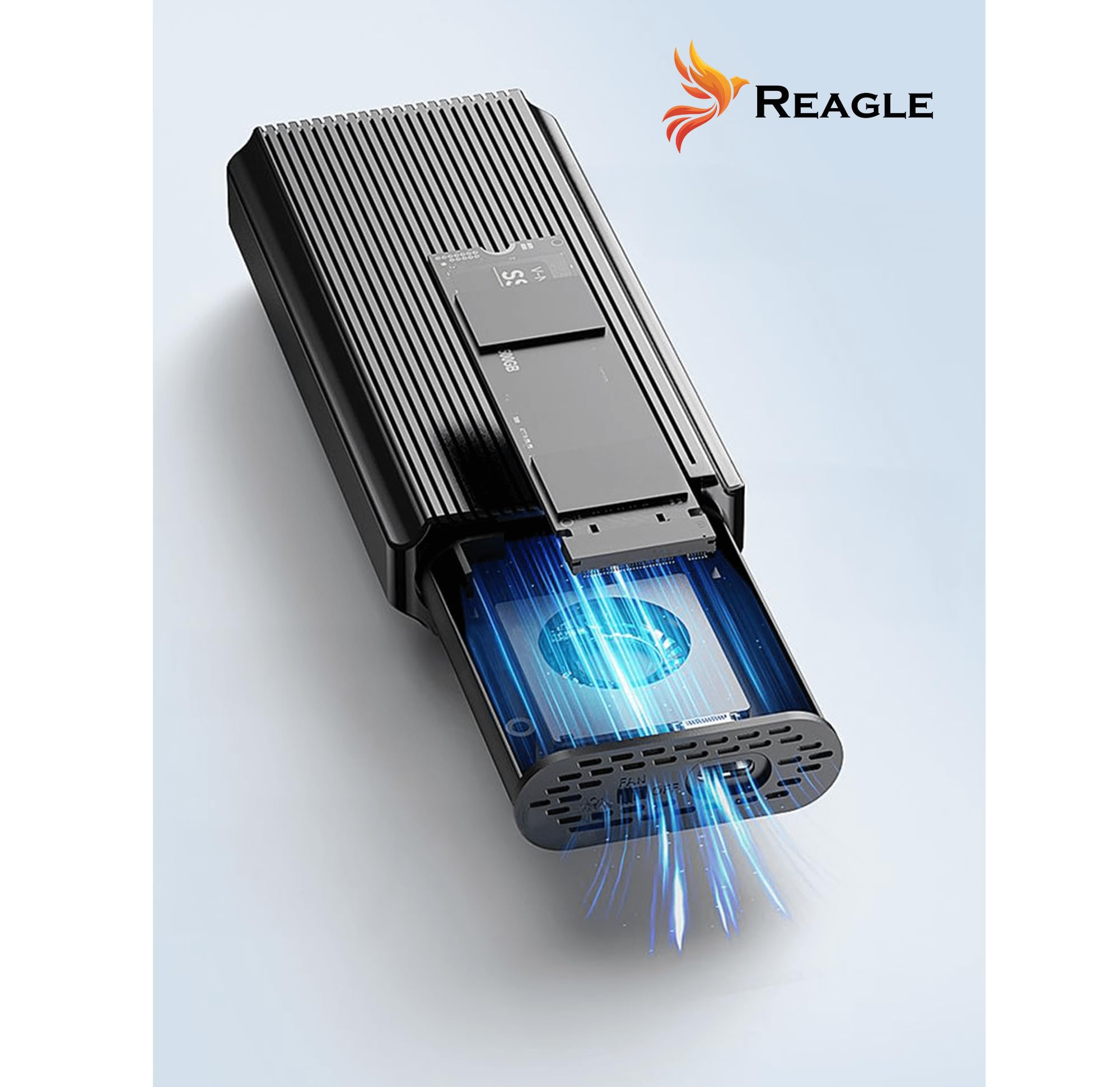 Reagle Adapter obudowy do NVME PCIe USB-C 4.0 M.2 Thunderbolt 4, 40 Gbps M-Key/M+B Key in 2230/2242/2260/2280 Enclosure beznarzędziowy, Plug & Play kompatybilny z Windows, MacOs