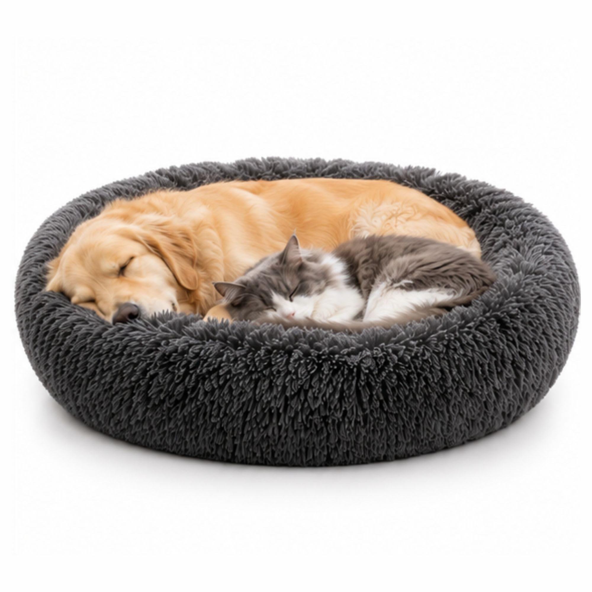Orthopedic Dog Bed Small for Dogs & Cats, Plush Pet Bed with Raised Bolster Support and Non-Slip Bottom, Gray-image-35