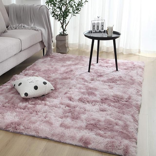 Swsen Living Room Rug Ultra Soft - Modern Fluffy Rugs Extra Large Small Medium Rectangular Size - Indoor Shaggy Area Carpets Washable Non Shedding for Bedroom Home Decor, Pink, 60 x 160 cm