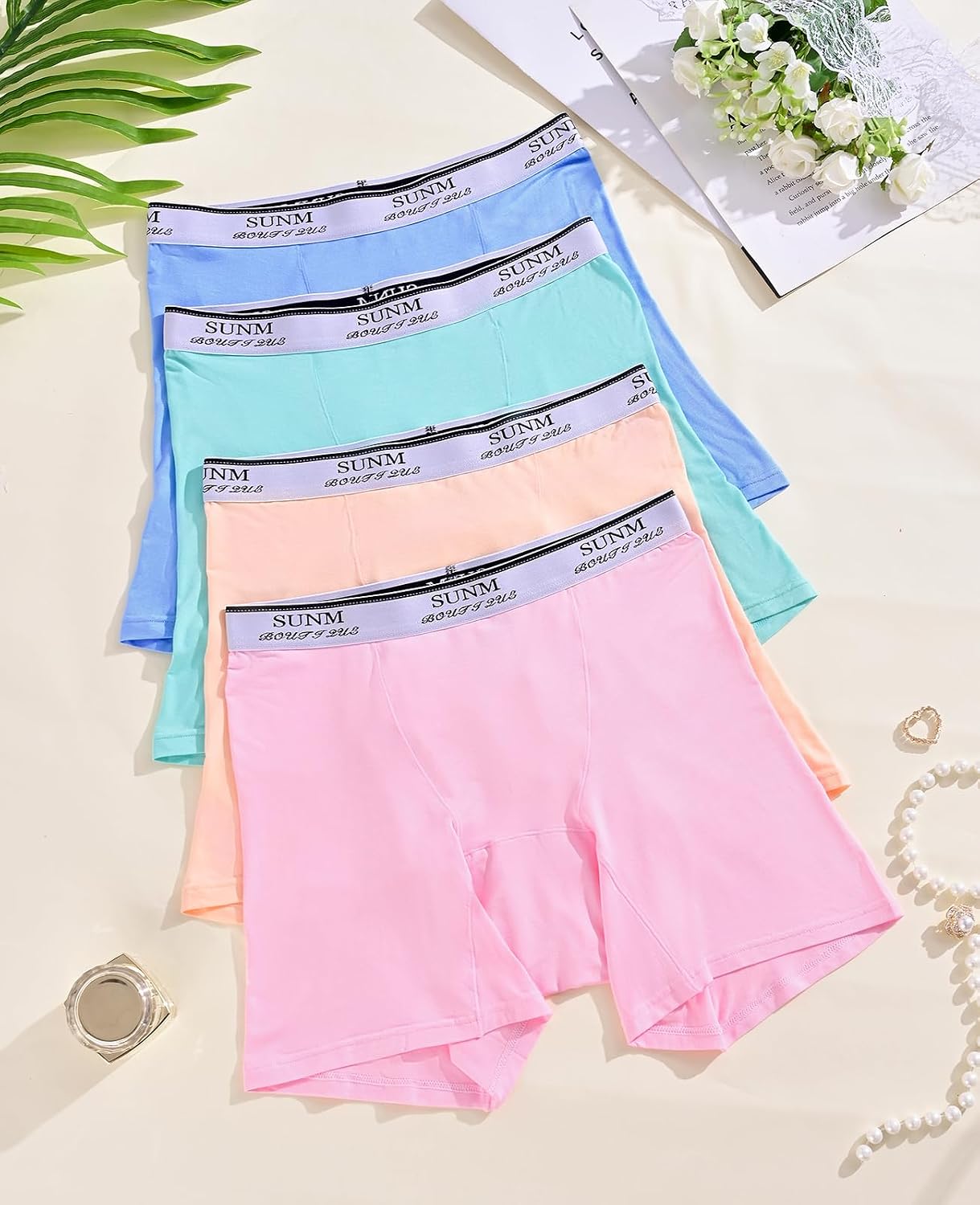 Sunm Boutique High Waisted Womens Boxer Briefs, Modal Boy Shorts Underwear for Women