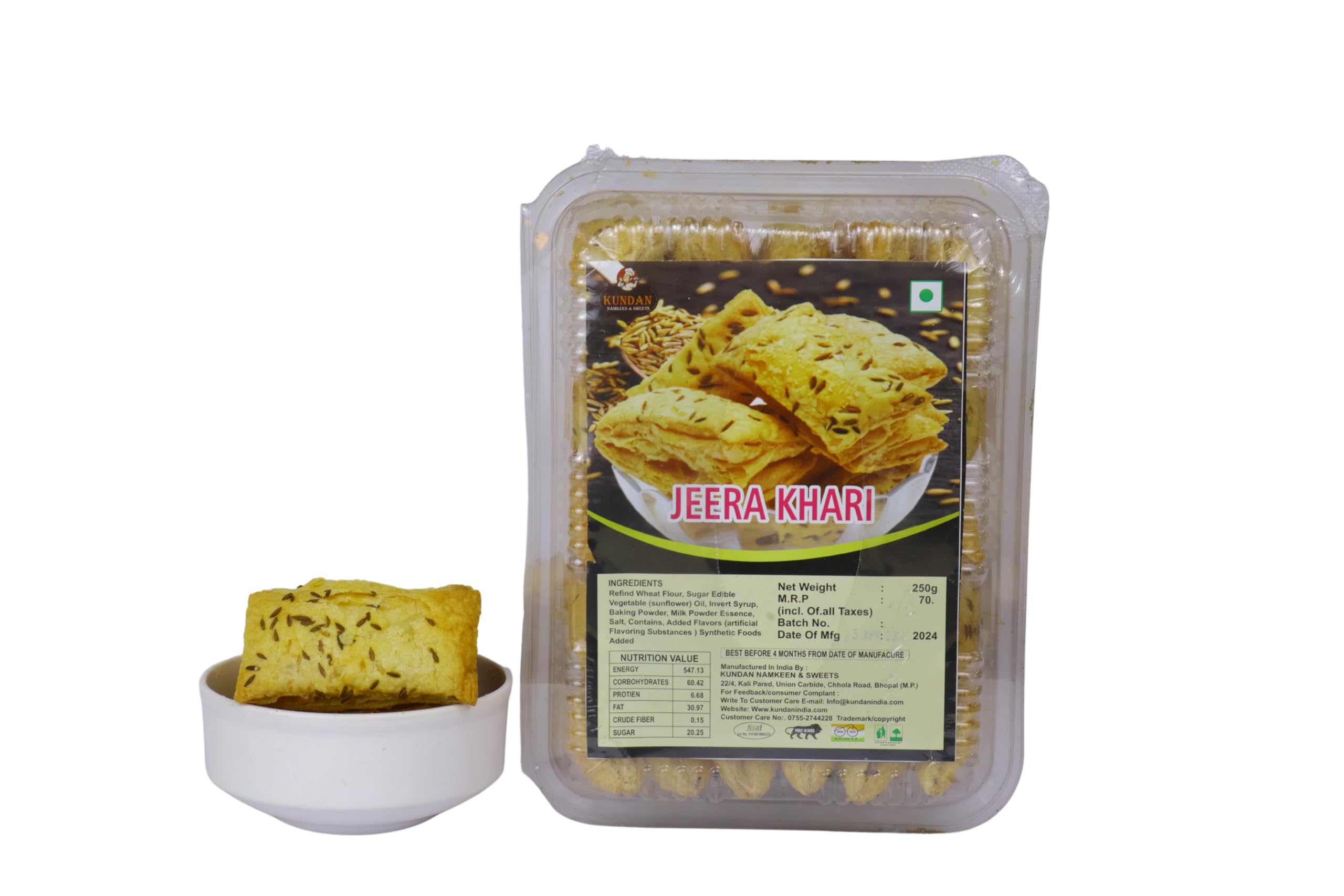 KUNDAN NAMKEEN Handmade Zero Sugar Jeera Khari Cookies/Khari Puffs/Khari Biscuits/Khari Snacks/Plain Khari, 250 Grams each (Pack of 2) (B0D3DZPQKR) Amazon Price History, Amazon Price Tracker