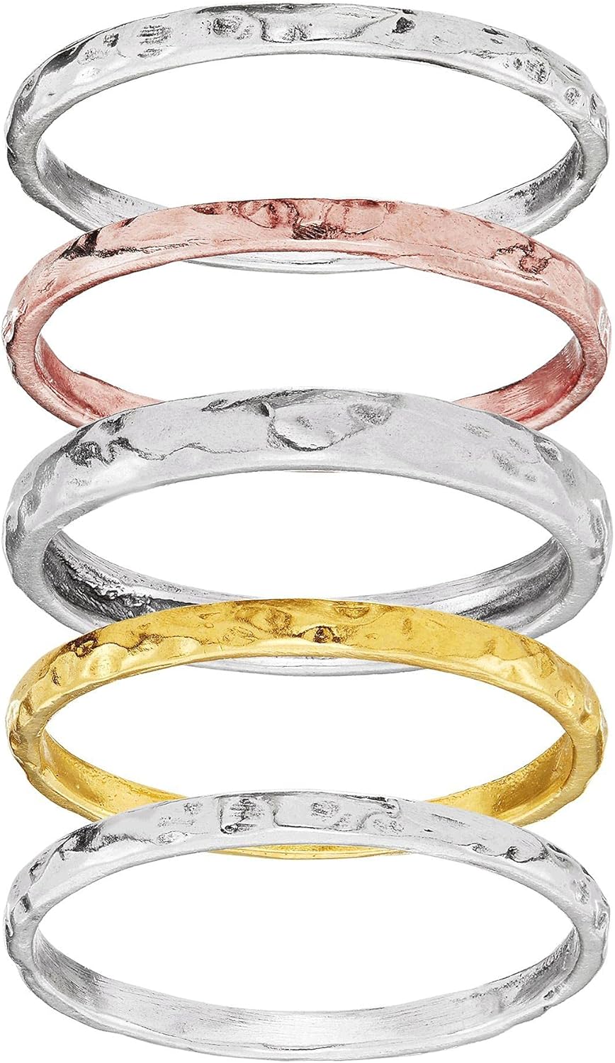 Silpada 'Satin Senses' Stacking Rings in 14K Two-Tone Gold-Plated Sterling Silver: Clothing, Shoes & Jewelry