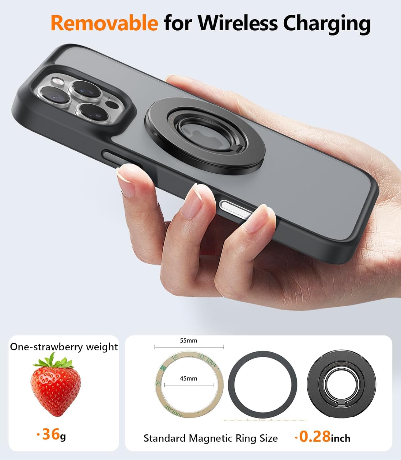 TORRAS 2025 Upgrade [Dual-Ring] Fit for MagSafe Phone Grip Ring Holder [Dual-Ring] Compatible with MagSafe Kickstand Magnetic for iPhone 16/15/14/13/12/11 Samsung, Google Accessories, Silver White