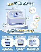 Vista 8 de Cámara Instantánea, Cámara de Selfie Dual Frontal Trasera para Niños con Videos de 1080P, Regalos de Cumpleaños y Vacaciones para Niños de 3 a 12