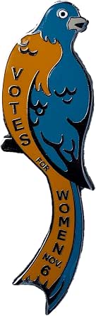 Large Feminist Enamel Pin - 'Votes For Women' Suffrage Bird Design, Double Clasp