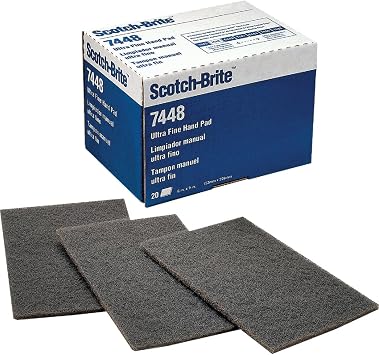 3M HP-HP Scotch-Brite Hand Pad - Ultra Fine Grade 6 in Width x 9 in Length - 7448[PRICE is per BOX]
